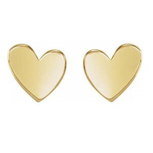 💛 14k Yellow Gold 6 mm Asymmetrical Heart Earrings